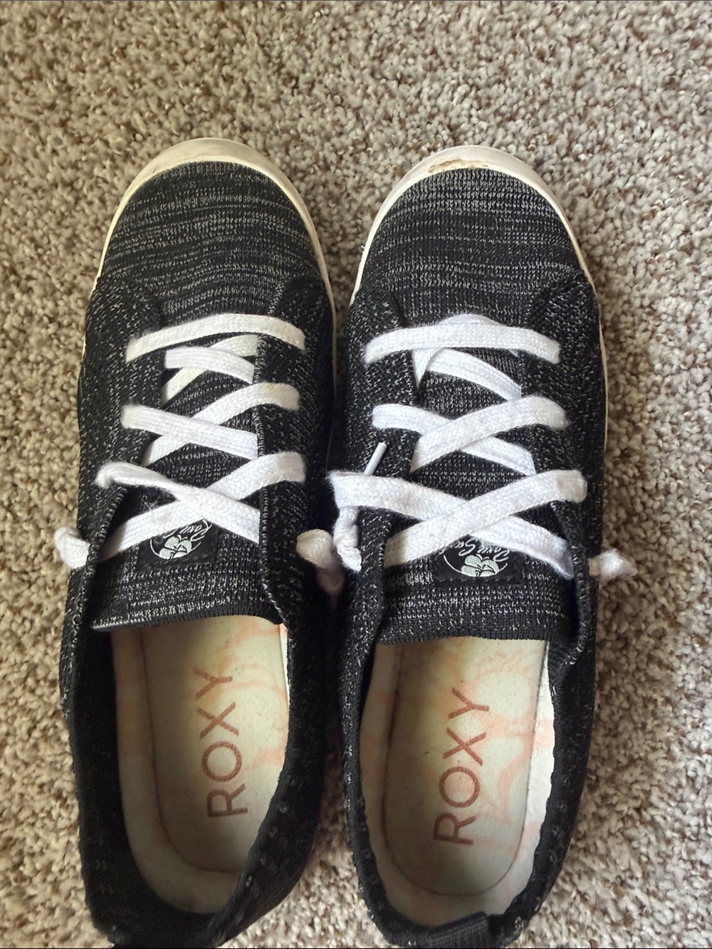 Roxy Black Knit Sneakers with White Laces